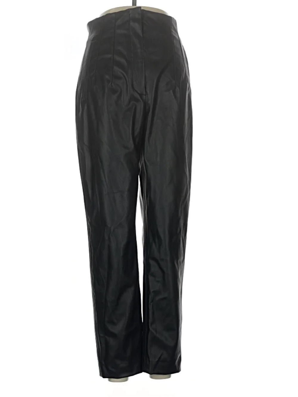 Zara Black Faux Leather High Rise Ankle Straight Pants Medium